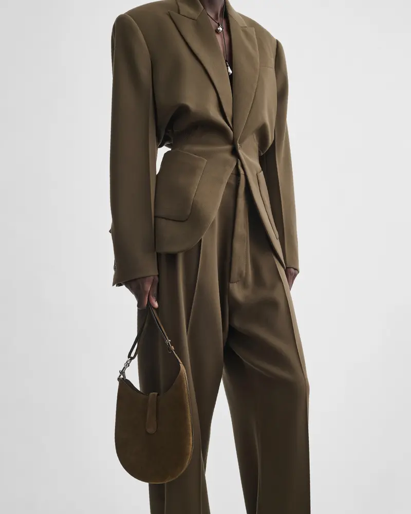Olive Suede Mini Bean Sling Bag 2