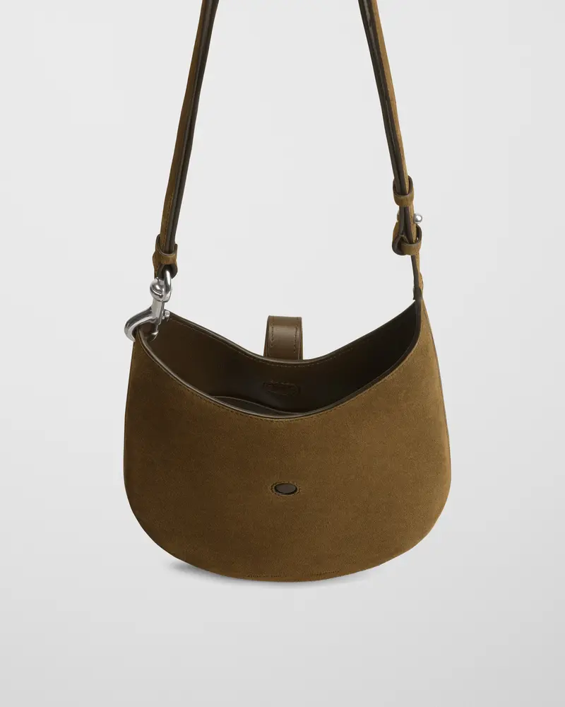 Olive Suede Mini Bean Sling Bag