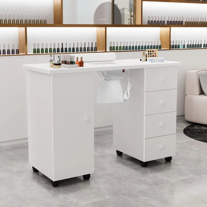OmySalon Professional Manicure Desk – Built-in Downdraft Ventilation for Nail Dust Control