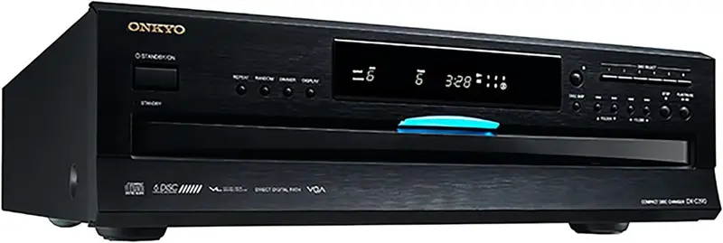 Onkyo DXC390 6-Disc CD Changer – Compact Front-Loading Stereo Component in Sleek Black