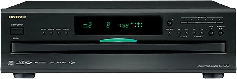 Onkyo DXC390 6-Disc CD Changer – Compact Front-Loading Stereo Component in Sleek Black