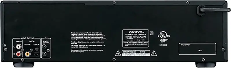 Onkyo DXC390 Matte Black 6-Disc CD Changer – Space-Saving Audio Component with Smooth Tray Mechanism