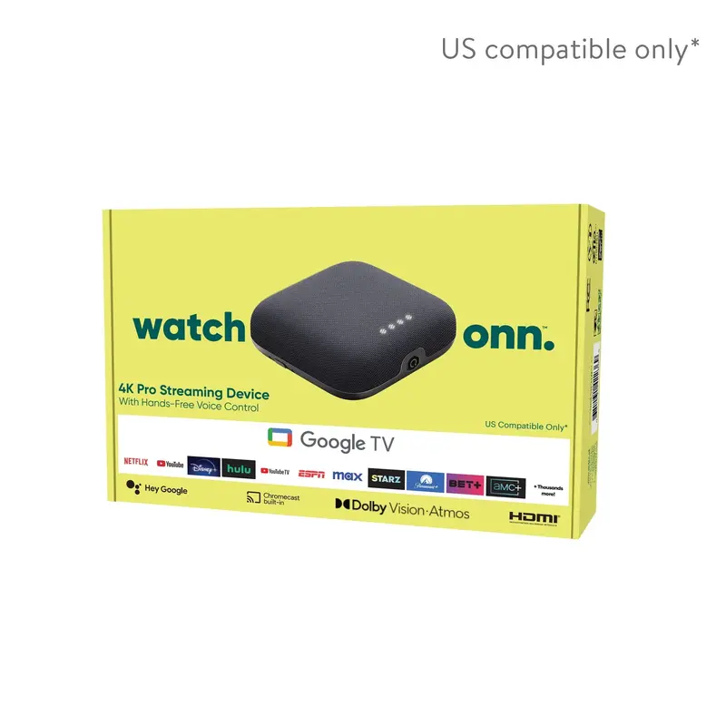 Onn. 4K Pro Streaming Device — Google TV Hub with Dolby Vision, Atmos, and Wi-Fi 6 Support