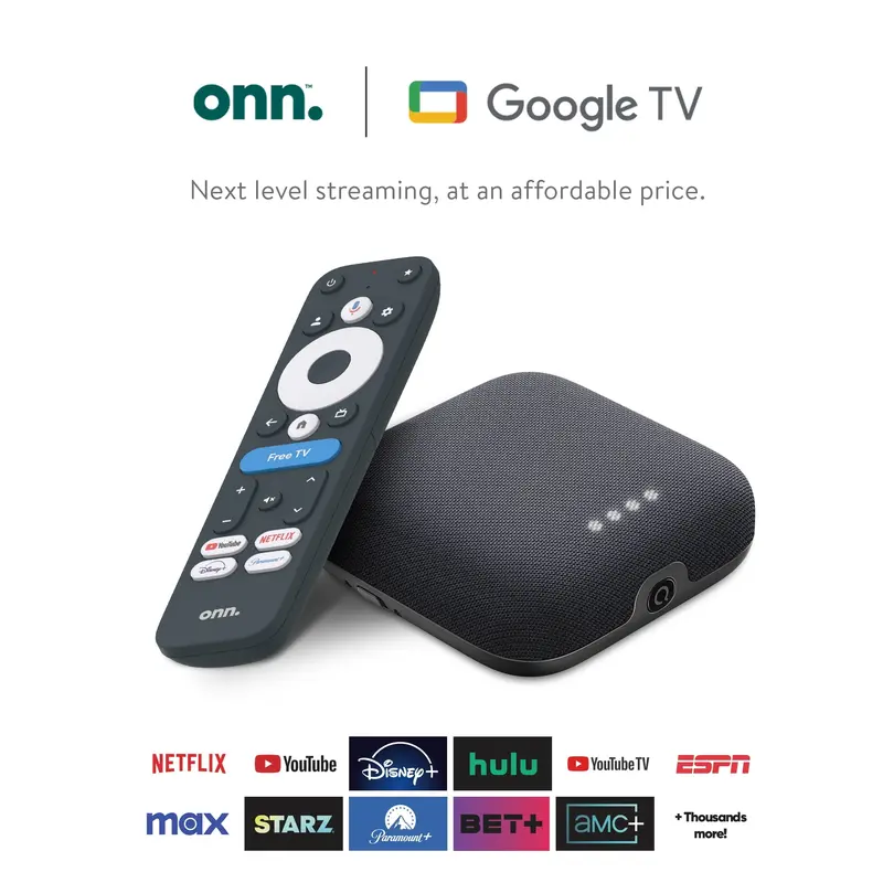 Onn. 4K Pro Streaming Device — Google TV Hub with Dolby Vision, Atmos, and Wi-Fi 6 Support
