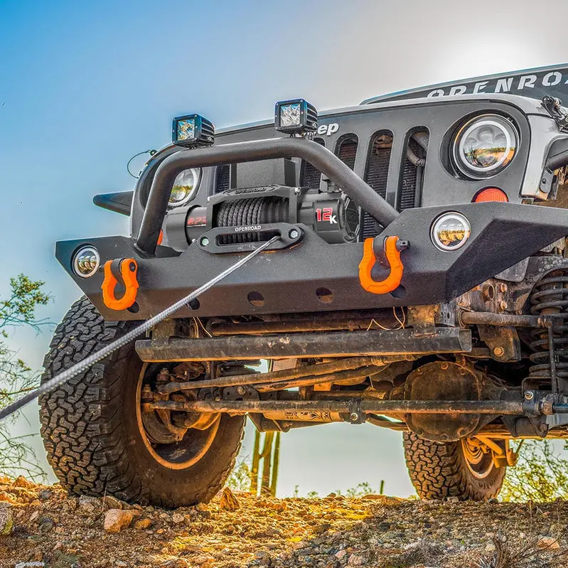 OPENROAD 12,000-Lb Capacity Electric Winch – Synthetic Rope Spool with Dual Wireless Remote Controls