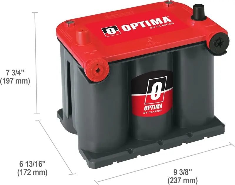 OPTIMA RedTop AGM Battery – 720 CCA Dual-Terminal Power Source for Performance Vehicles and High-Load Applications