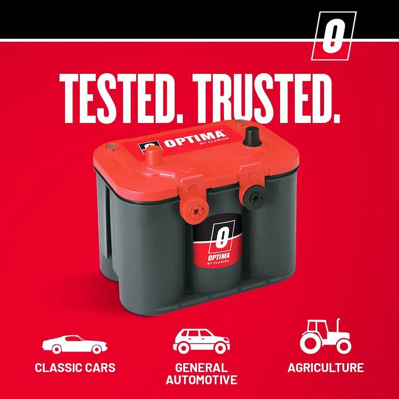 OPTIMA RedTop AGM Battery – 720 CCA Dual-Terminal Power Source for Performance Vehicles and High-Load Applications