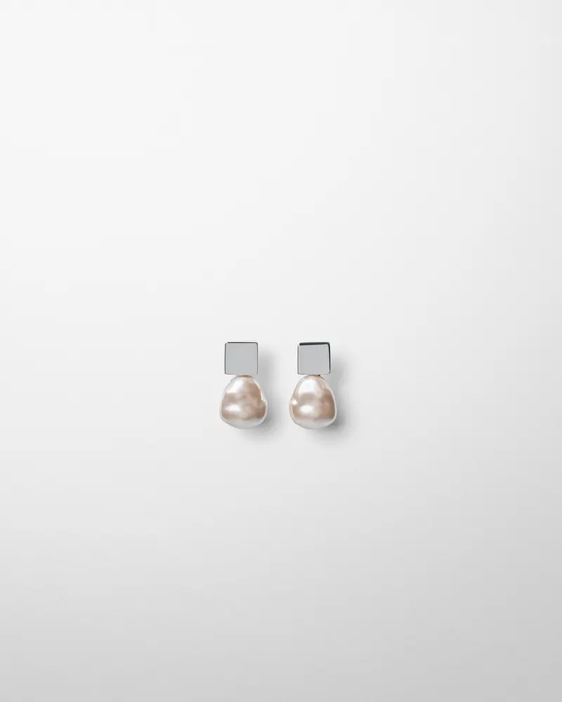 Organic-Finish Pearl-Effect Drop Earrings In Blush Resin