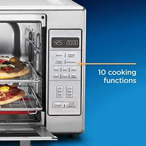 Oster Extra-Large Air Fryer Toaster Oven – 10-in-1多功能 Countertop Oven with Dual Pizza Capacity and Stainless Finish