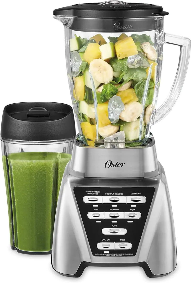 Oster Pro 1200 Blender – Glass Pitcher & 24-Oz Travel Cup Included, Brushed Nickel Finish