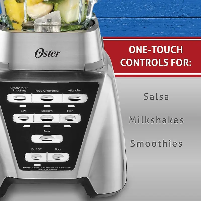 Oster Pro 1200 Blender – Glass Pitcher & 24-Oz Travel Cup Included, Brushed Nickel Finish