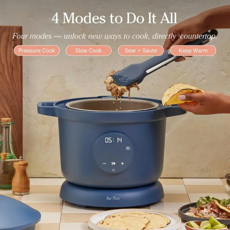 Our Place Dream Cooker – 6-Quart Smart Multifunction Pressure Cooker with Searing, Slow Cooking, and Keep-Warm Capabilities in Blue Salt Finish