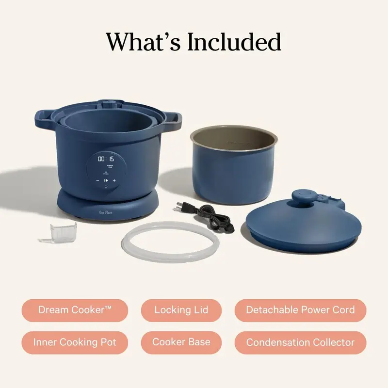 Our Place Dream Cooker – 6-Quart Smart Multifunction Pressure Cooker with Searing, Slow Cooking, and Keep-Warm Capabilities in Blue Salt Finish