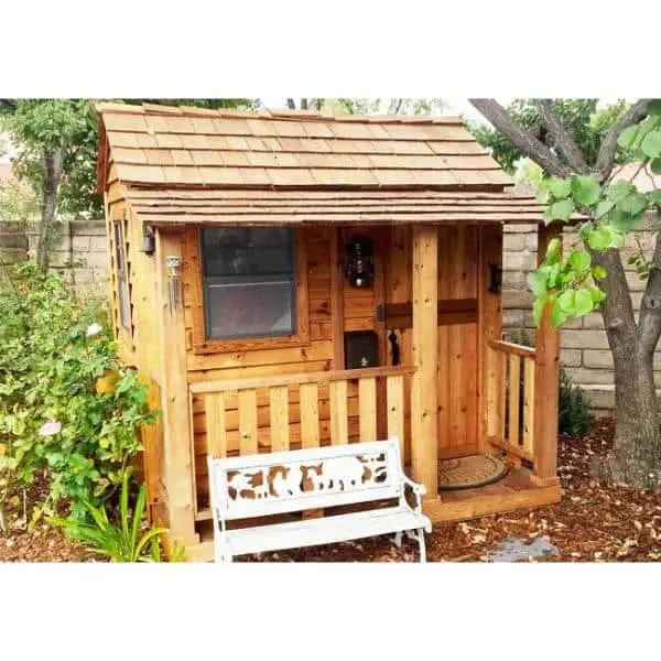 Outdoor Living Today Little Squirt Cedar Playhouse – 6-Foot Backyard Play Structure with Dutch Door and Operational Windows