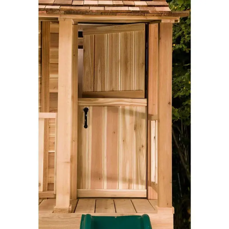 Outdoor Living Today Little Squirt Cedar Playhouse – 6-Foot Backyard Play Structure with Dutch Door and Operational Windows