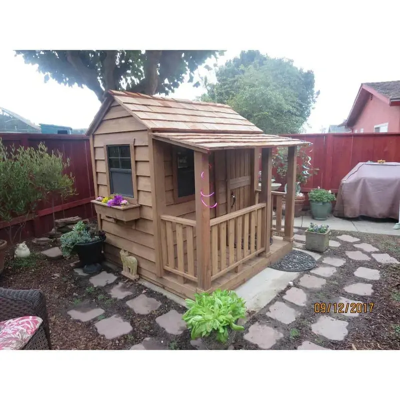 Outdoor Living Today Little Squirt Cedar Playhouse – 6-Foot Backyard Play Structure with Dutch Door and Operational Windows