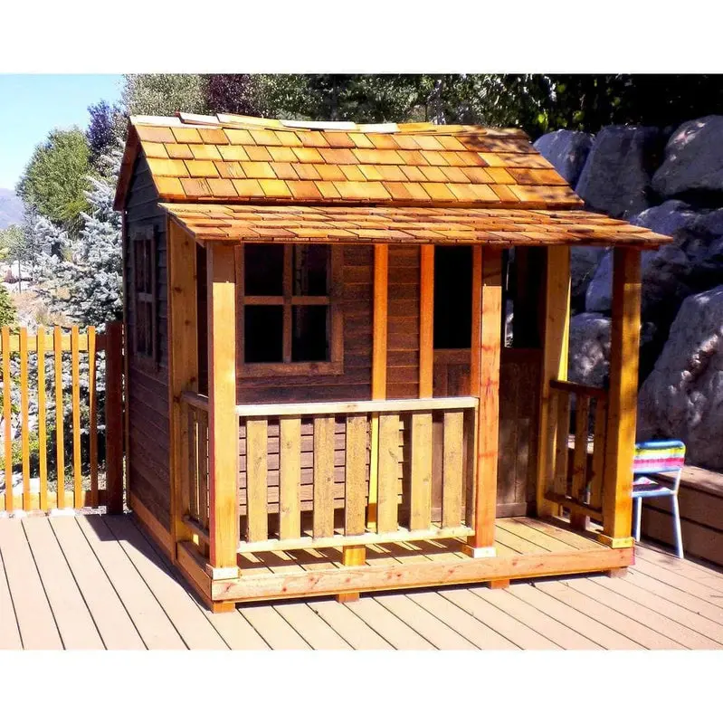 Outdoor Living Today Little Squirt Cedar Playhouse – 6-Foot Backyard Play Structure with Dutch Door and Operational Windows