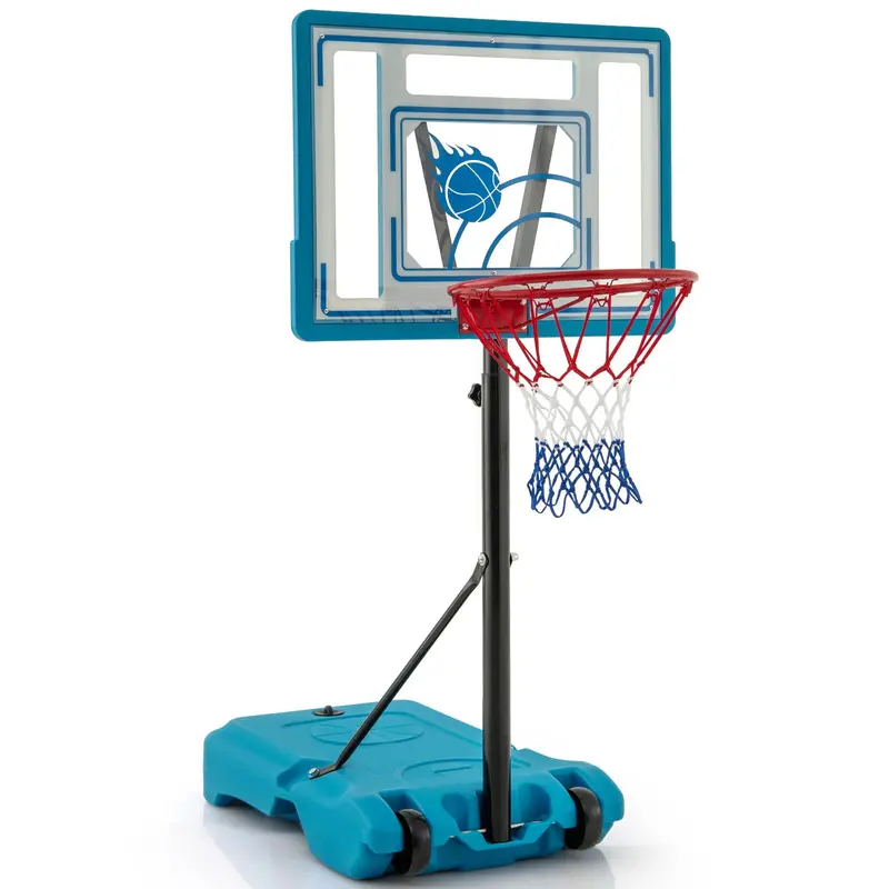 Outdoor Poolside Basketball Goal – Height-Adjustable Hoop (3.8–4.4 FT) for Backyard Play