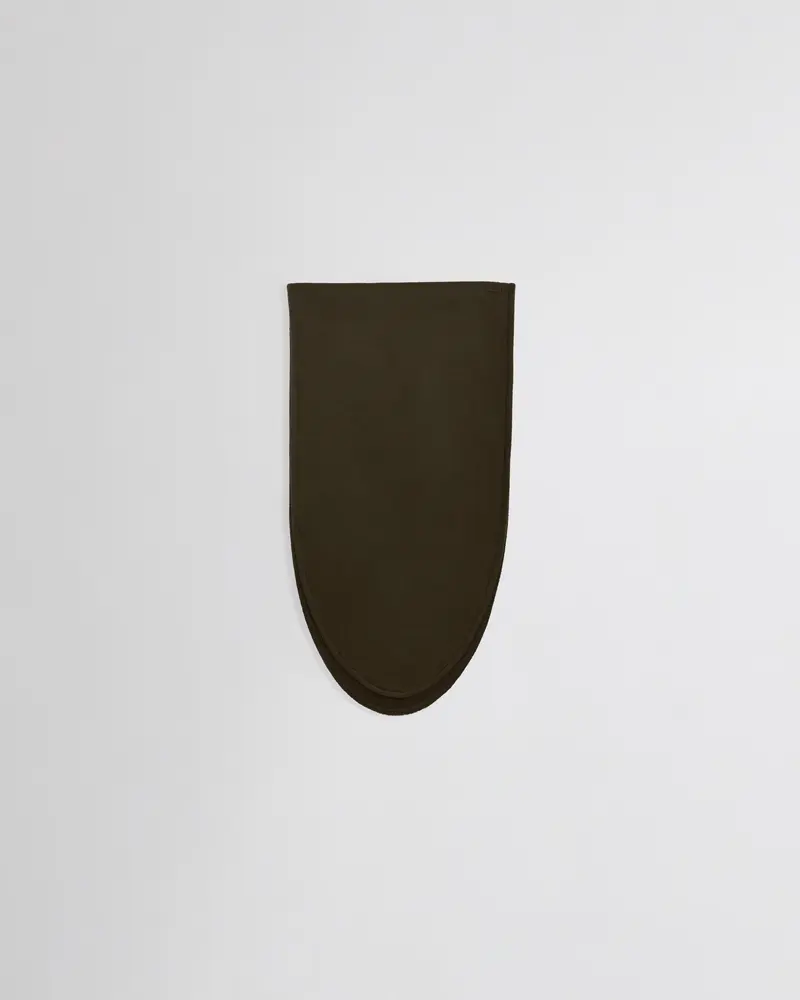Oval Double-Face Scarf In Dark Khaki Wool-Cashmere Blend