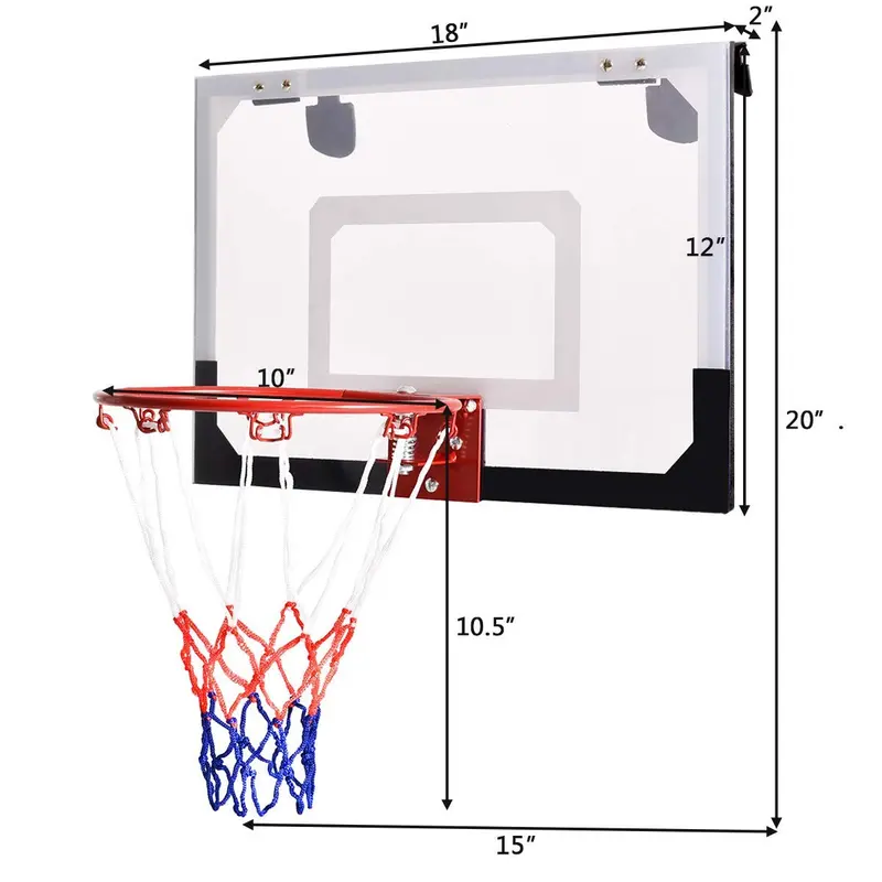 Over-the-Door Mini Basketball Hoop Kit – Includes Regulation-Size Ball and Portable Hand Pump for Indoor Use