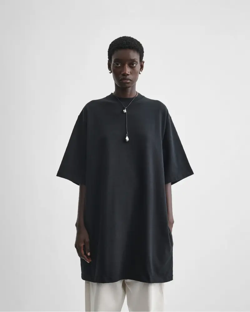 Oversized Black Heavy-Jersey Short-Sleeve T-Shirt