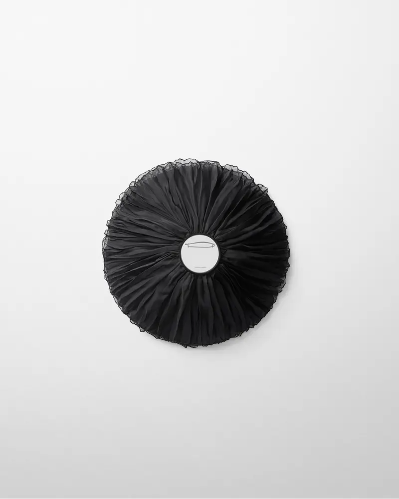 Oversized Crushed Silk Corsage Brooch In Black Organza 2