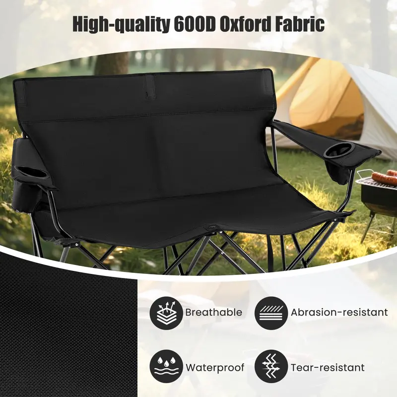 Oversized Double Camping Loveseat – Heavy-Duty Two-Person Outdoor Folding Chair