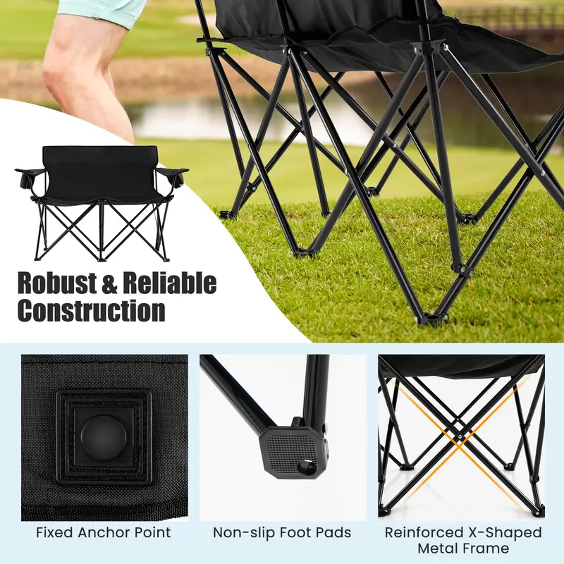 Oversized Double Camping Loveseat – Heavy-Duty Two-Person Outdoor Folding Chair