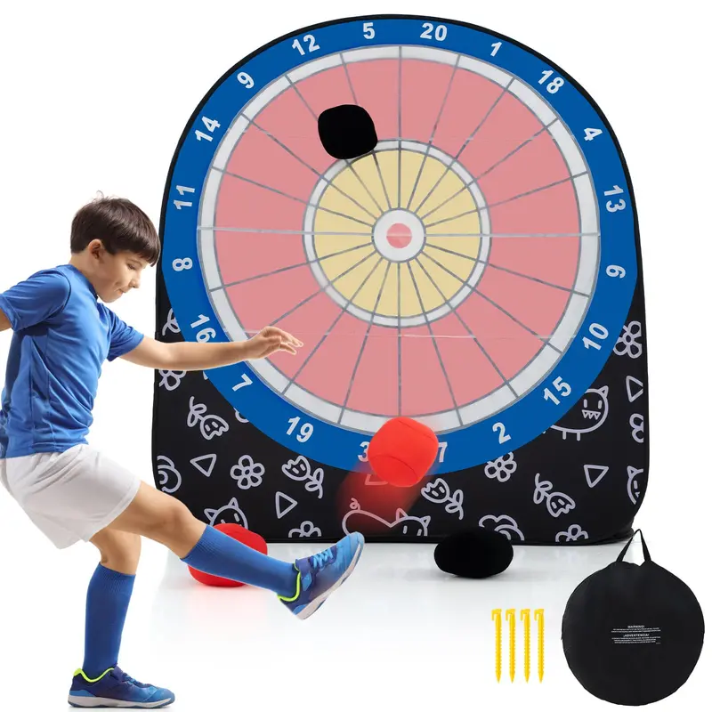 Oversized Kick Dart Game Set – Giant Target Board with 4 Soft Kick Balls and Convenient Storage Bag