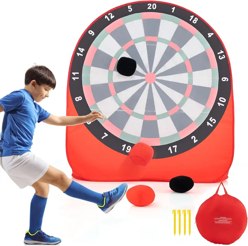 Oversized Kick Dart Game Set – Giant Target Board with 4 Soft Kick Balls and Convenient Storage Bag