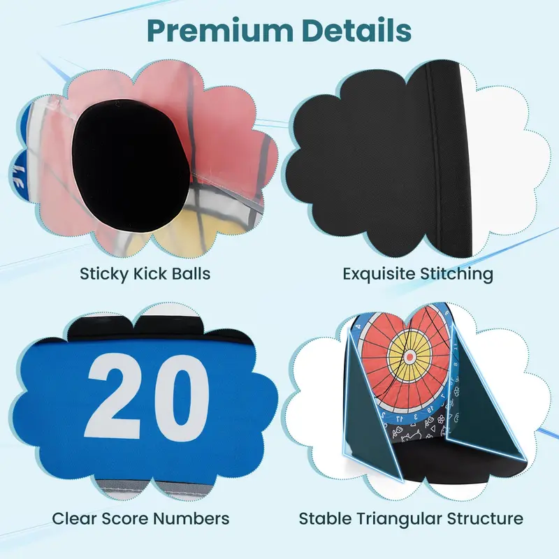 Oversized Kick Dart Game Set – Giant Target Board with 4 Soft Kick Balls and Convenient Storage Bag