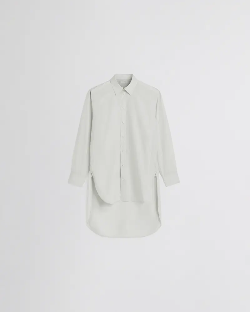 Oversized Mint Cotton Shirt With Curved Hem