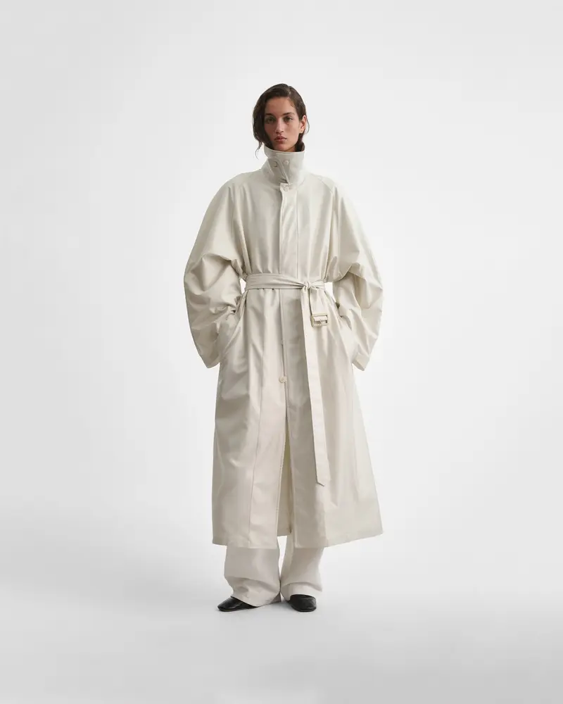 Oversized Salt-Tone Trench Coat In Technical Twill