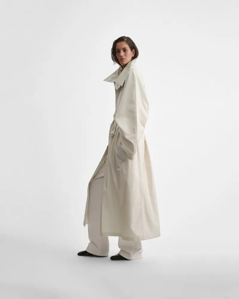 Oversized Salt-Tone Trench Coat In Technical Twill