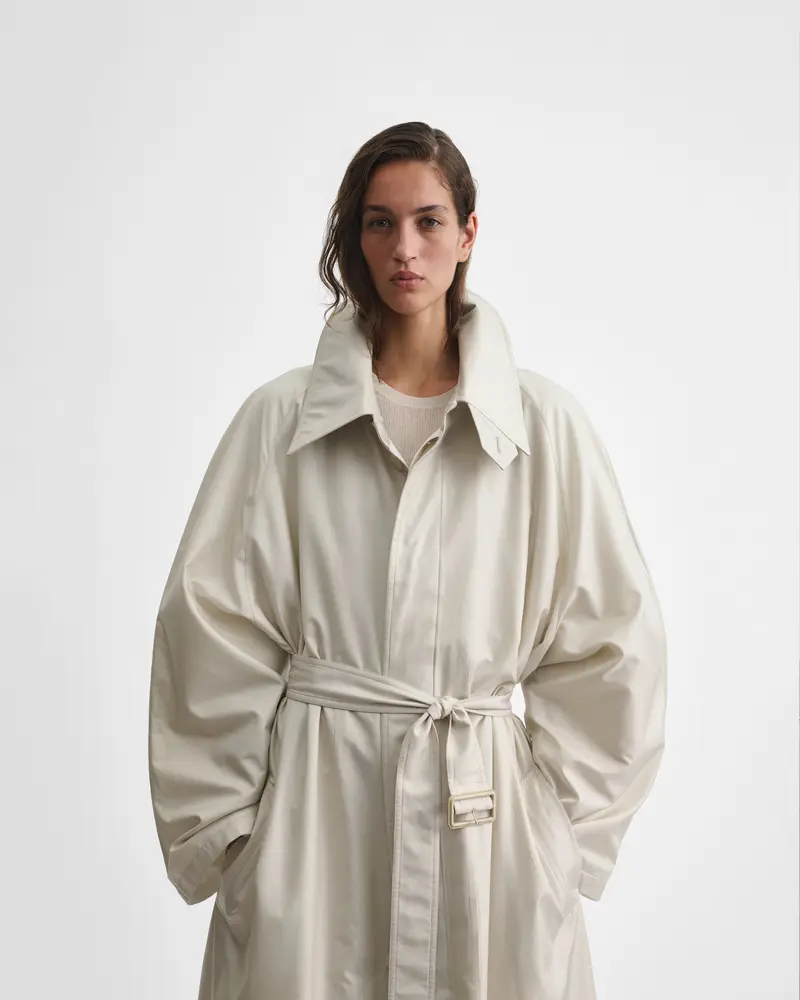 Oversized Salt-Tone Trench Coat In Technical Twill