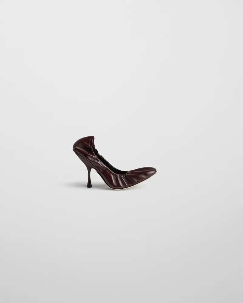 Oxblood High-Heel Pucker Pump With Sharp Indented Heel