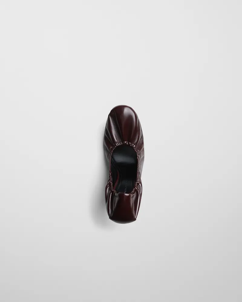 Oxblood High-Heel Pucker Pump With Sharp Indented Heel