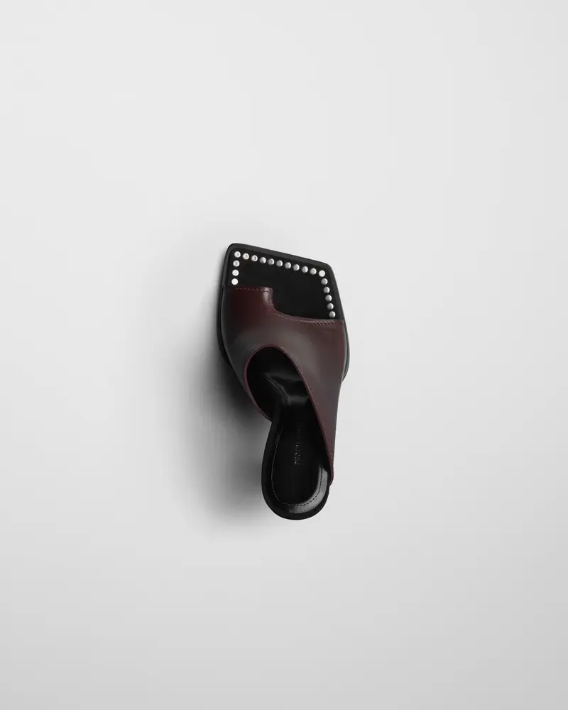 Oxblood Leather Bolo Mule With Asymmetric Straps