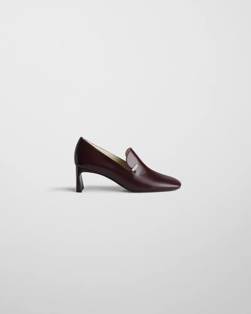 Oxblood Leather Club Loafer With 60Mm Concave Heel