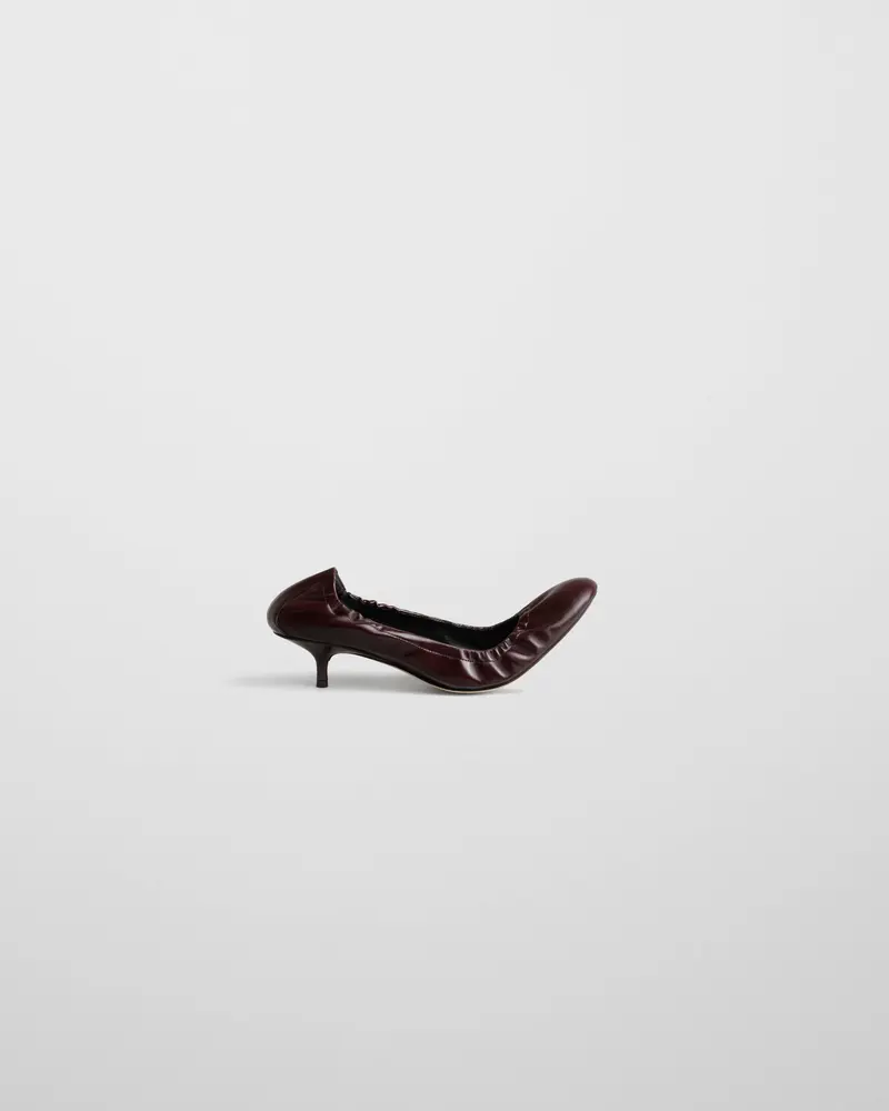 Oxblood Low-Heel Pucker Pump With Elasticated Topline