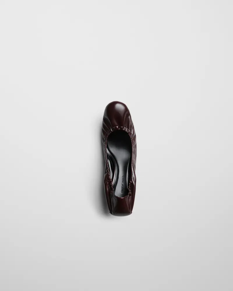 Oxblood Low-Heel Pucker Pump With Elasticated Topline