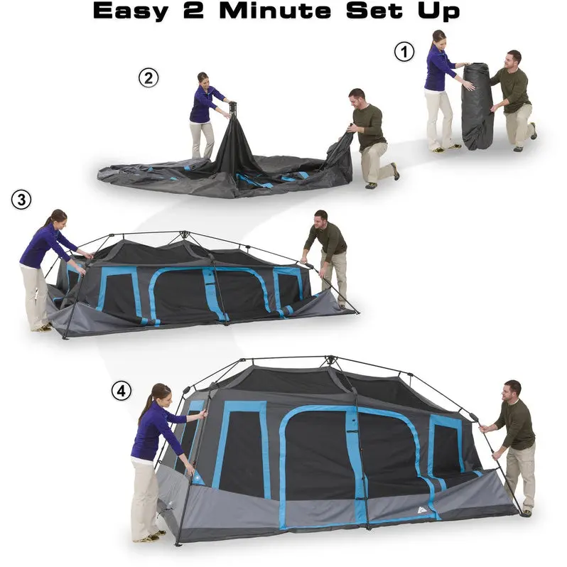Ozark Trail 10-Person Dark Rest Cabin Tent – Quick-Setup Shelter with UV Protection and Enhanced Ventilation