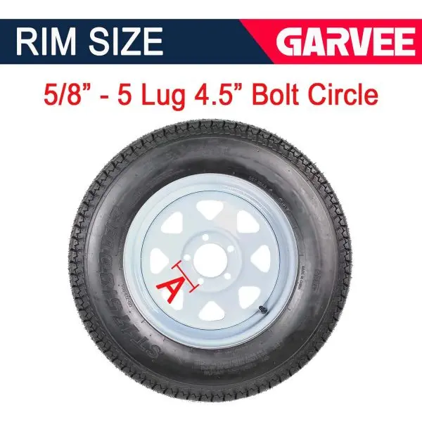 Pair of 175/80-13 White Spoke Trailer Wheels with 5-Lug Bolt Pattern and Load Range C Tires