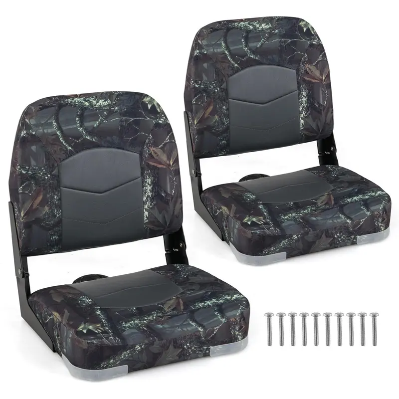 Pair of Waterproof Camouflage Marine-Grade Boat Seats for Fishing Vessels and Outdoor Boating