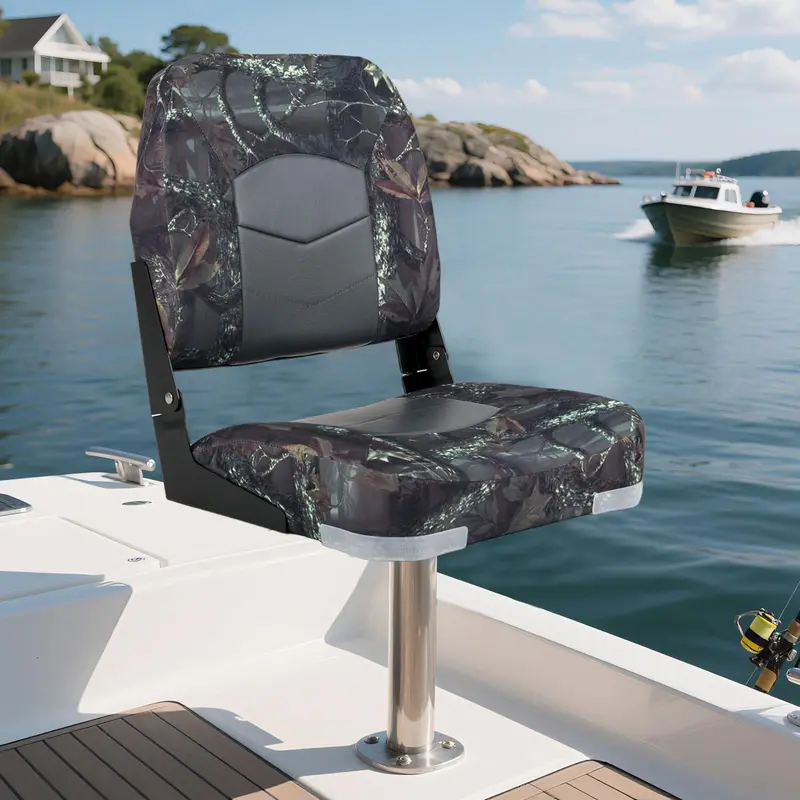 Pair of Waterproof Camouflage Marine-Grade Boat Seats for Fishing Vessels and Outdoor Boating 2