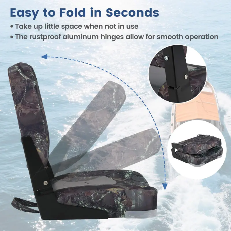 Pair of Waterproof Camouflage Marine-Grade Boat Seats for Fishing Vessels and Outdoor Boating