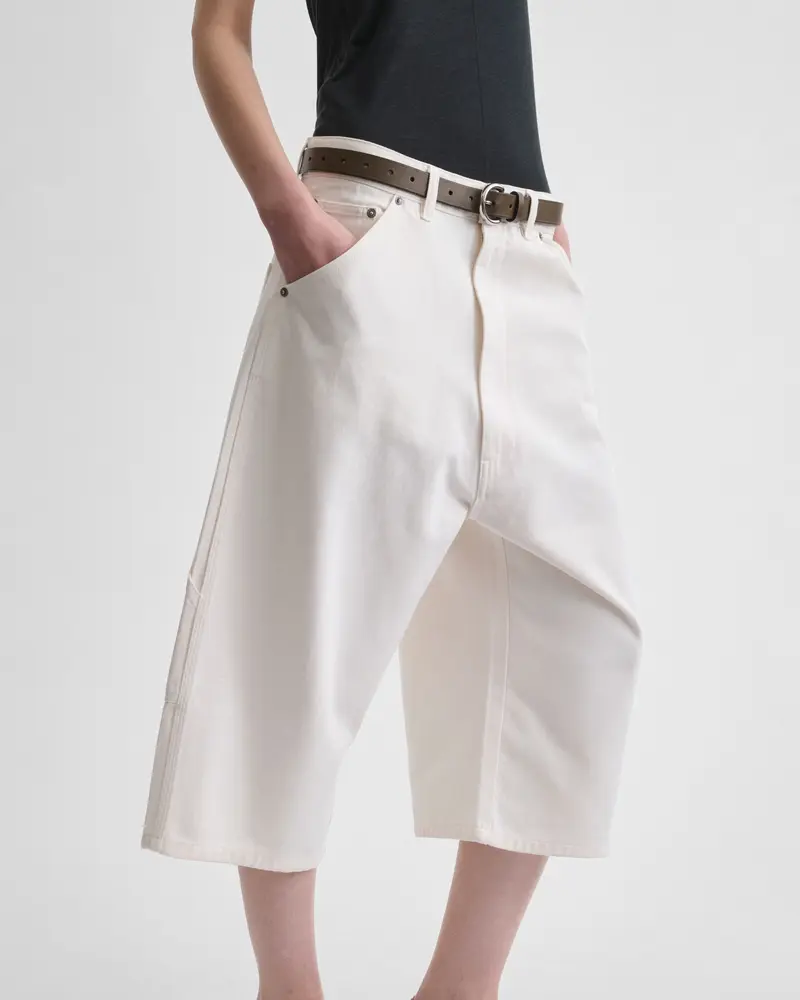 Pale Blush Cotton Carpenter Skater Shorts