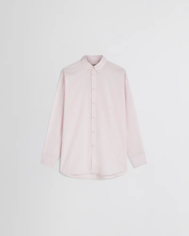 Pale Pink Cotton Button-Collar Shirt For Men