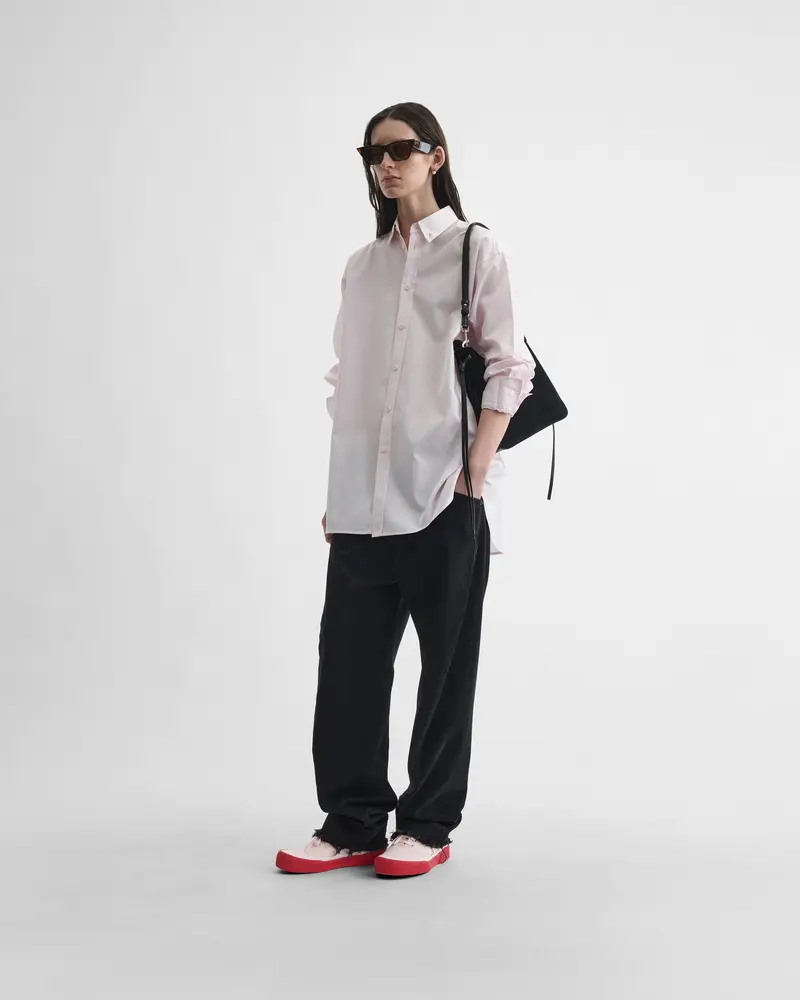 Pale Pink Cotton Button-Collar Shirt For Men