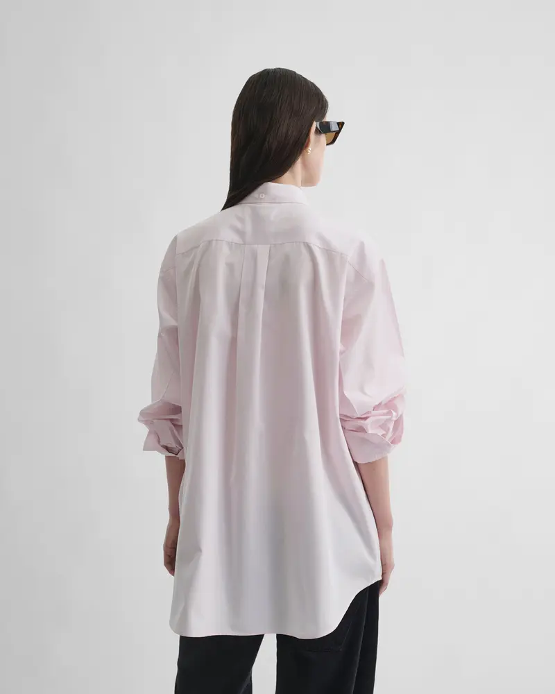 Pale Pink Cotton Button-Collar Shirt For Men